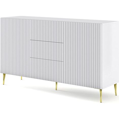 MOBILE CASSETTIERA SOGGIORNO S. RAVENNA cm149x41x86h BIANCO OPACO PIEDINI DORATI