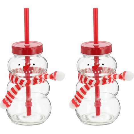 Novaliv 2x tasses de vin chaud 260 ml Mug de Noël personnalisé avec paille - Bonhomme de neige comme mug de vin chaud - Mug motif de Noël avec
