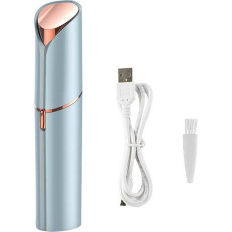 Épilateur électrique pour le visage en forme de rouge à lèvres, rechargeable par USB, portable, bleu-AquaForge (1/5)