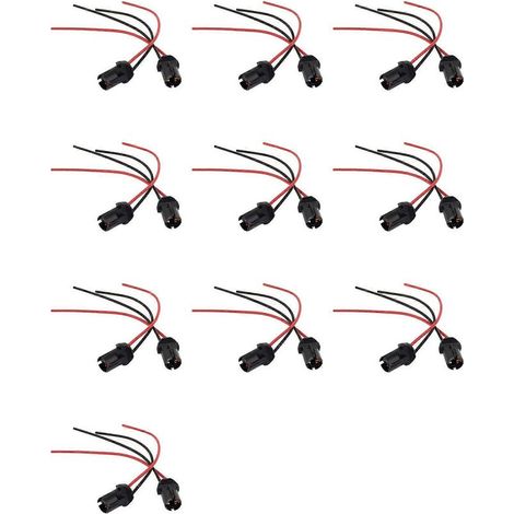 20 pièces T10 W5W 168 194 Douille pour ampoule de voiture, douille en verre, connecteur pour feu de stationnement, noir()