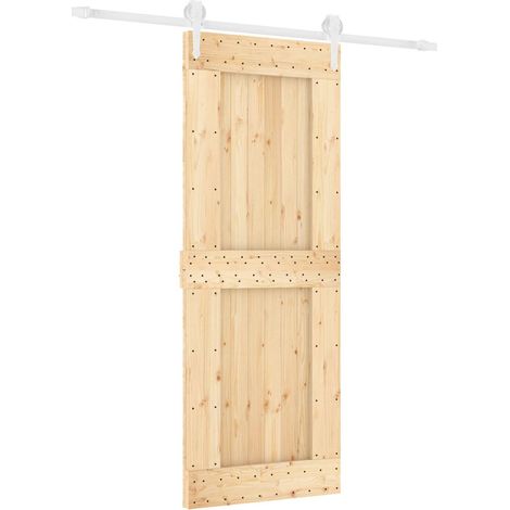 Schiebetür Natürlich und Weiß 80 x 210 cm Massivkiefer vidaXL (1/5)
