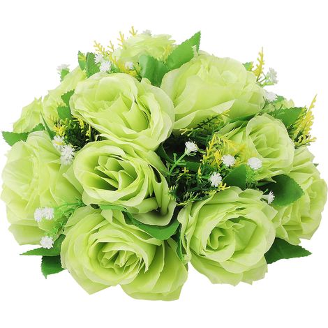 Bouquet de boules de fleurs en tissu de soie, accessoire de décoration pour voiture, auditorium, salle de spectacle, vert