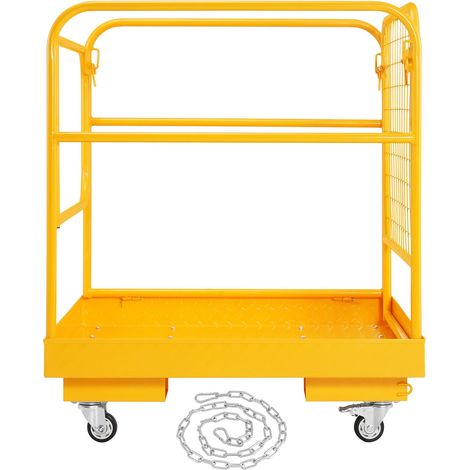 Nacelle de sécurité pour chariot élévateur, capacité 544 kg, plateforme pliante 91x91 cm, roues pivotantes verrouillables, trou d'évacuation et chaîne de sécurité, pour 1-2 adultes, travaux en hauteur (1/5)