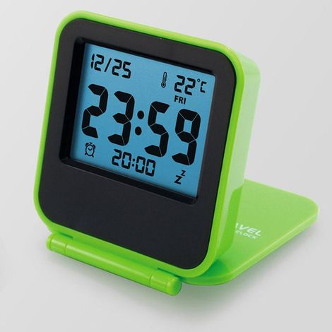 Petit réveil de voyage numérique, horloge de température de calendrier pliante portable (1/2)