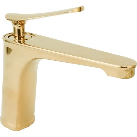 Robinet mitigeur laiton cuivré, bec fixe, eau chaude froide, lavabo salle de bain hôtel, robinetterie G9/16, 1 trou (1/5)