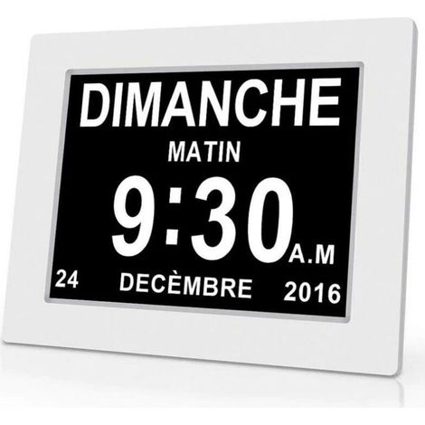 Horloge calendrier numérique One Piece 7 pouces avec date et heure, horloge Alzheimer pour parents, rappel de médicaments pour grands-parents et enfants - Blanc - 20414324mm (1/5)