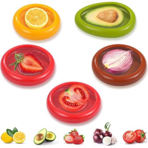 CSPARKV Paquet De 5 Fresh Food Container, Conservation Des Aliments Stockage D'Avocat D'Oignon De Tomate Et De Citron RéUtilisable Boite Conservation Alimentaire Adapté Au RéFrigéRateur De Cuisine Dom