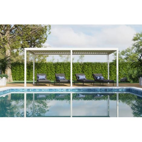 Pergola Bioclimatique Aluminium Autoportante Blanc 6x3 Manuelle S ORIAL France (1/5)
