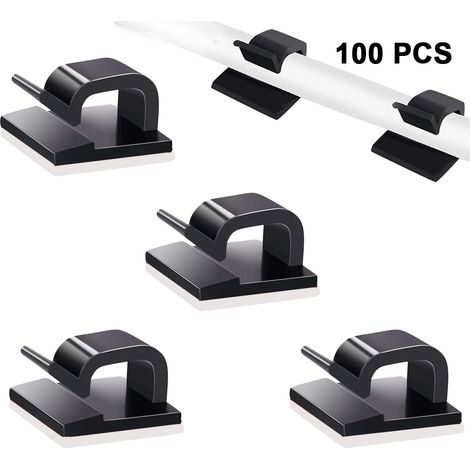 Clips De Gestion De Câbles - 100 Pièces - Fixation Adhésive - Pour Câbles USB Ethernet Alimentation - Bureau Mur Plinthe - PA66 (1/5)