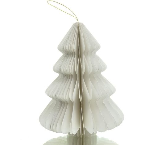Kaemingk Weihnachtsanhänger Tannenbaum Weiß Glitter & Aufhänger 20 cm - Papier (1/2)