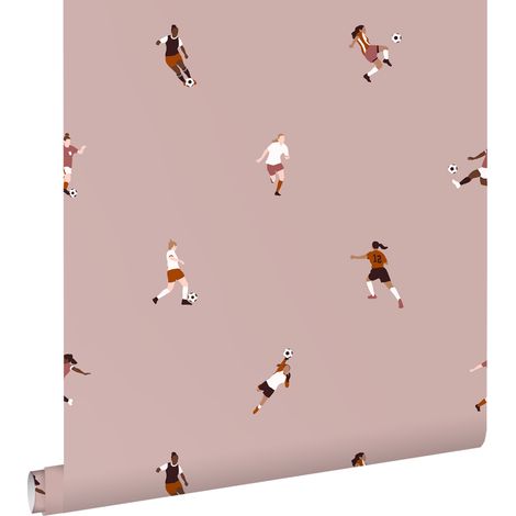 papier peint footballeuses vieux rose - ESTAhome (1/5)