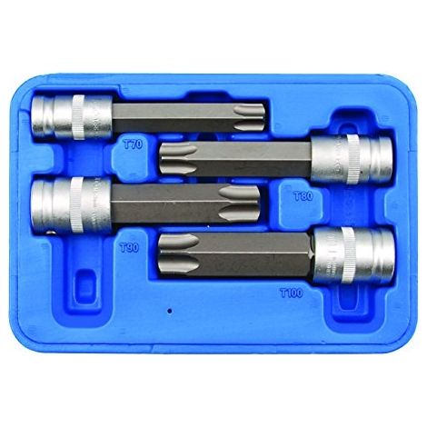 BGS Bit-Einsatz-Satz Antrieb Innenvierkant 12,5 mm (1/2") T-Profil (per Torx) con foro 4tlg. - 5103
