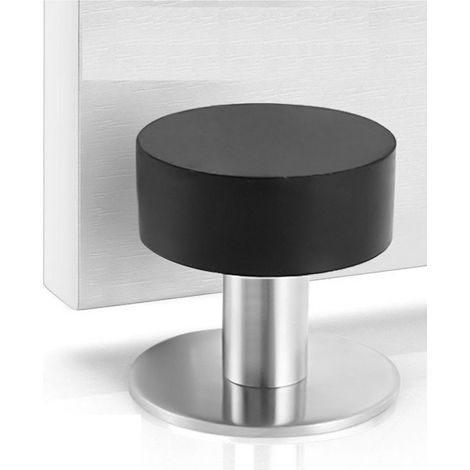 Butées de porte adhésives en acier inoxydable avec caoutchouc antichoc pour montage mural ou au sol avec ruban adhésif double face 3M (1 paquet) (1/5)