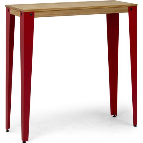 Mesa alta Lunds 40x140x110 cm Roja en madera de pino maciza acabado natural. (1/5)