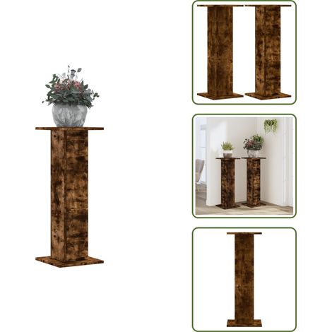 Pflanzenhalter - vidaXL Pflanzenständer 2 Stk. Räuchereiche 30x30x80 cm Holzwerkstoff - Dekoartikel (1/5)