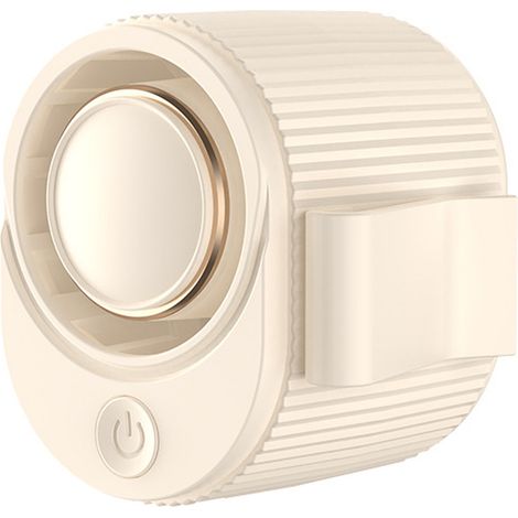 Mini ventilador portátil sin aspas (de cuello/mano/con clip), ideal para acampar y viajar, se lleva alrededor de la cintura, color beige. (1/5)