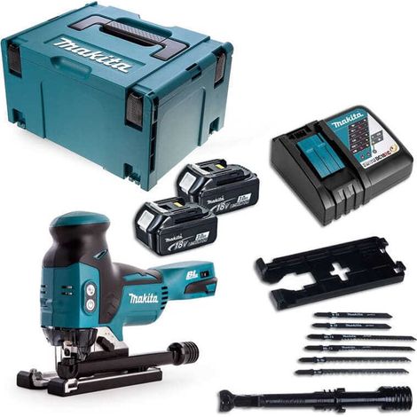 Makita – Scie sauteuse 18V LXT avec 2 batteries 3,0 Ah – Moteur Brushless – 6 vitesses – Base aluminium inclinable à 45° – Pour coupes précises - DJV181RFJ (1/5)