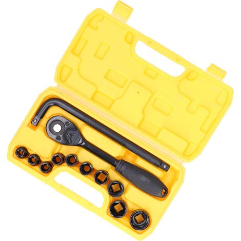 Jeu de 13 clés à douille 1/2 pouce, cliquet réversible, coffret de douilles pour entretien automobile. (1/5)
