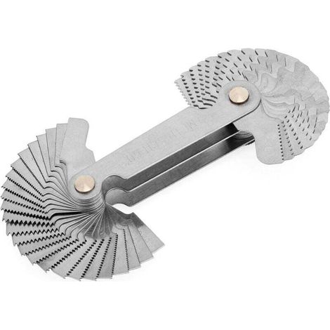 Calibro per filettature in acciaio inox con strumento di misurazione per filettature metriche, filettatura Whitworth a 55 gradi e filettatura metrica a 60 gradi -Crezuo