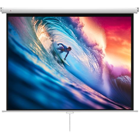 Écran de projection 84 pouces, toile vidéoprojecteur 4:3, Ultra HD 4K, support mural ou plafond, 181x8x138 cm, blanc (1/5)