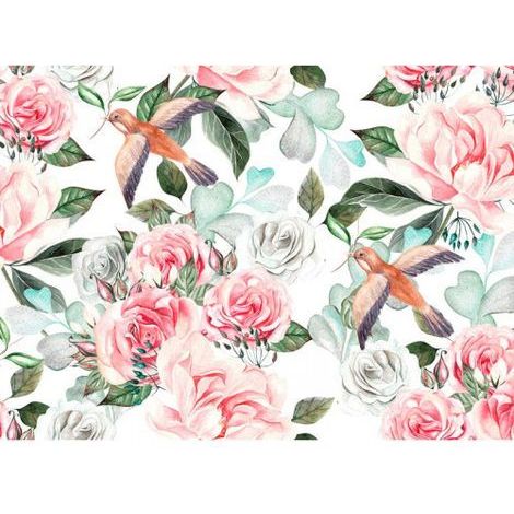 Papier peint panoramique nature motif oiseau Tapisserie panoramique florale originale pour salon Papier peint panoramique idéal pour chambre (1/4)