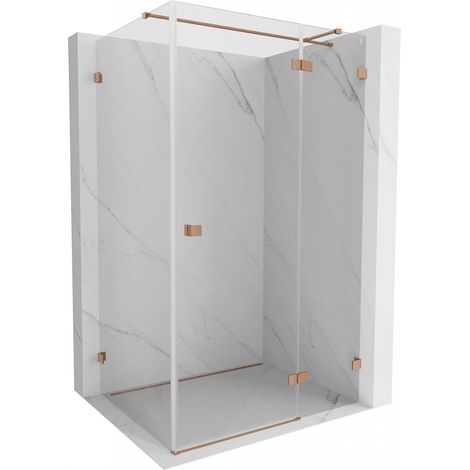 Mexen Lunar T cabine de douche pivotante droite 140 x 120 cm, transparent, cuivre brossé - 834T-140-120-65-00-P (1/5)