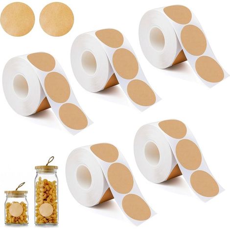 2000 Pièces Étiquettes Rondes Autocollantes en Kraft Brun Naturel,25mm Vierges Étiquettes Autocollantes Ronde Kraft Marron,Autocollants Ronds pour Dossier,Bouteilles,Emballages et Enveloppes (1/5)