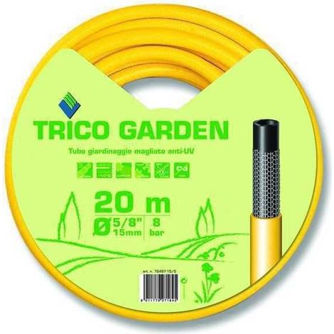 Tubo acqua irrigazione innaffiare trico garden giallo-nero metri 20 diametro 5/8 (1/2)
