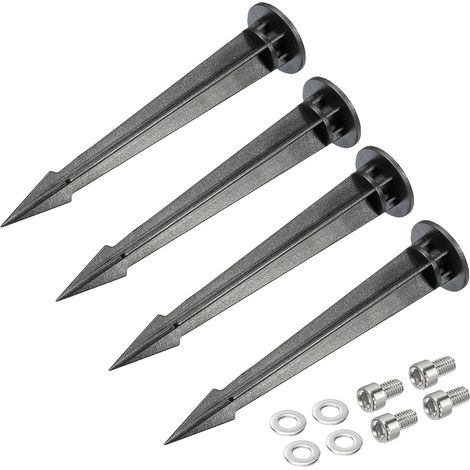 Lot de 4 piquets solaires M5 pour allée jardin, ABS 36 x 160 mm, noir.
