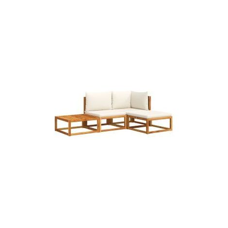 Salon de jardin avec coussins 4 pcs bois d'acacia massif (1/5)