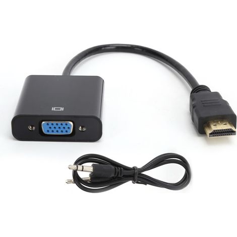 Cavo convertitore da interfaccia multimediale HD a VGA con audio da 3,5 mm per Chromebook/Raspberry Pi/Xbox (nero) (1/5)