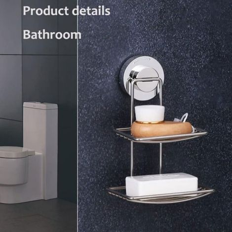 Porte-Savon - Ventouse Murale Sans Perçage - Acier Inoxydable - Pour Carrelage Verre Acrylique - 1 Pièce (1/4)