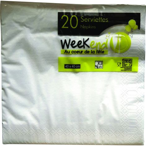 20 weiße Servietten 3-lagig 40x40cm - Publi Embal