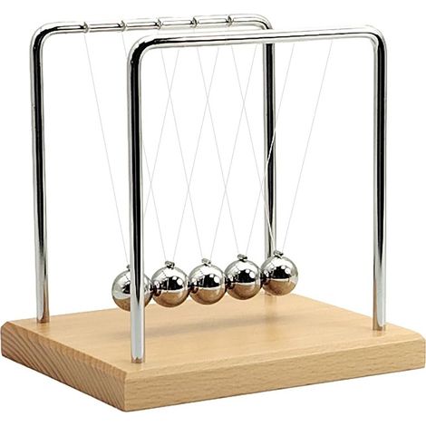 Pendule newton métallique avec 5 boules argentées (H15 cm)