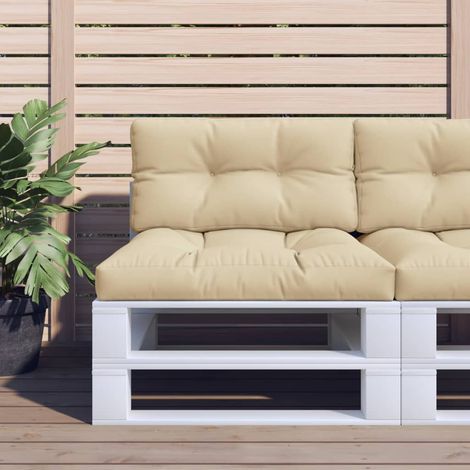 Coussin de palette beige 70x40x12 cm tissu (1/5)