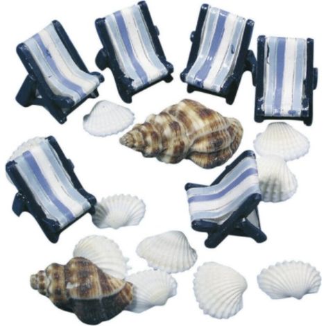 RAYHER - 6 PEZZI - MINIATURE DI POLIRESINA SDRAIO 2,5CM + CONCHIGLIE