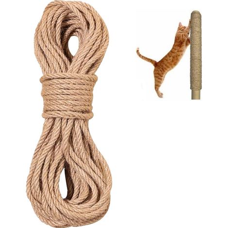 Corde de chanvre - Corde en jute naturelle - 10 mm - 10 m - Pour le jardin, le bricolage et la décoration (1/5)