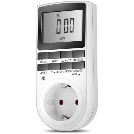 Enchufe programable digital Maxcio, temporizador digital semanal con pantalla LCD, temporizador de enchufe eléctrico de 12H/24H/7 días, ahorro de energía para electrodomésticos e iluminación (1 unidad (1/5)
