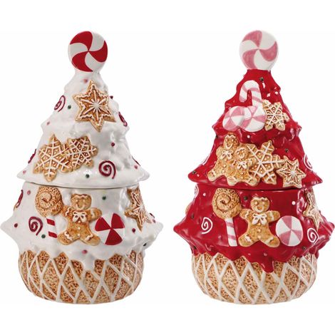 Ad Trend Scatola Albero Natale 20 x 15 x 30 Cm Ceramica Ass. Bianco Rosso 1 Pz (1/3)