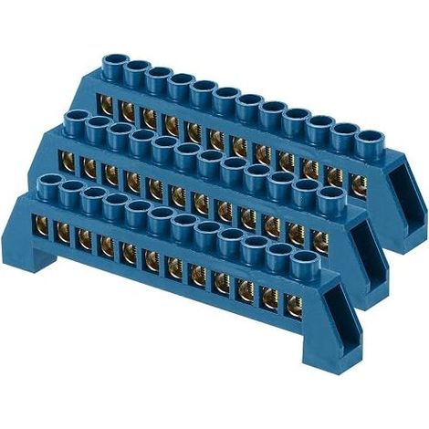Ground Bar, Brass Screw Terminal, Earth Terminal Block for Electrical Equipment, Distribution Box, Blue (1/5)