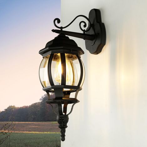Applique d'extérieur Brest noire au design rustique en forme de lanterne IP44 - noir