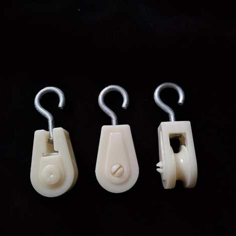 Lot de 10 mini poulies en plastique blanc léger en nylon pour corde à linge pour bricolage, maison, école, projet de cadre (1/5)