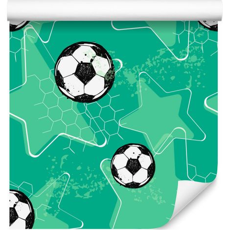 Papel pintado con balones de fútbol frente a las estrellas para salón y dormitorio, 50x1000 cm. (1/5)