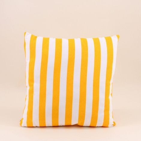 Coussin rayé jaune et blanc 40x40cm (1/5)