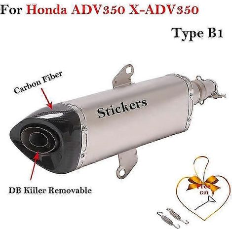 Sistema De Escape Para Motocicleta Honda Adv350 X-adv 350, Tubo De Enlace Medio Modificado, Silenciador De Fibra De Carbono De 51mm, Db Killer( Type B1) (1/5)