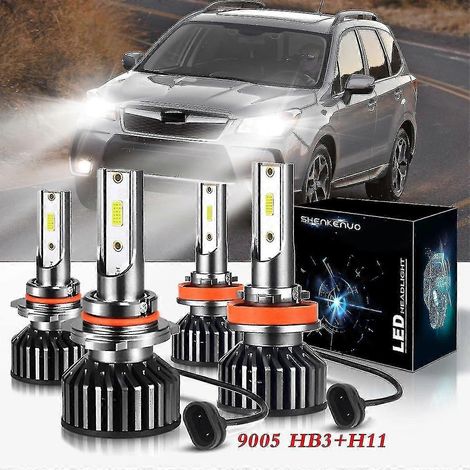 Ampoules de phares pour Subaru Forester 2009-2018 : feux de route 9005 et feux de croisement H11 (lot de 4) - QH (1/4)