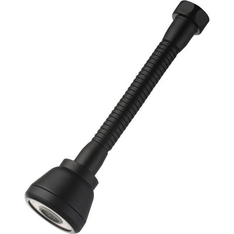 Tête de robinet rotative à 360 ° Rallonge de robinet de cuisine anti-éclaboussures avec 3 modes d'économie d'eau Tête de robinet en cuivre noir (Long) (1/5)