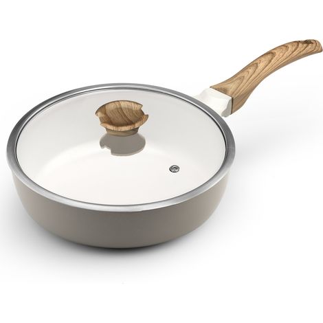 Mythic - Sauteuse 24 cm avec revêtement en céramique blanche et couvercle