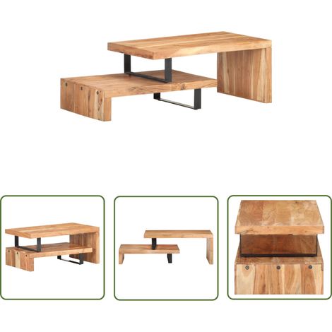 The Living Store 2-tlg. Couchtisch-Set Akazie Massivholz - Couchtisch - Massivholzmöbel - Akazienholz - Wohnzimmereinrichtung - Wohnzimmerdeko (1/5)