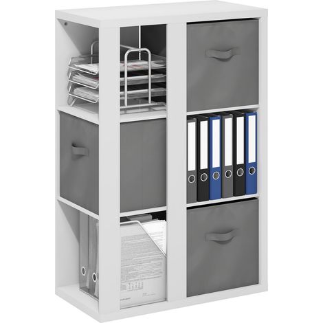 Étagère De Rangement À 3 Niveaux, 34,5 X 74,4 X 111,3 Cm, Idéale pour Le Salon, La Chambre Ou Le Bureau, Blanc/Gris Clair. (1/5)